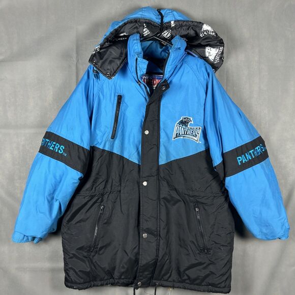 Vintage Carolina Panthers NFL Gameday Turbo Sportswear Puffer Jacket Zipper L - Picture 1 of 14